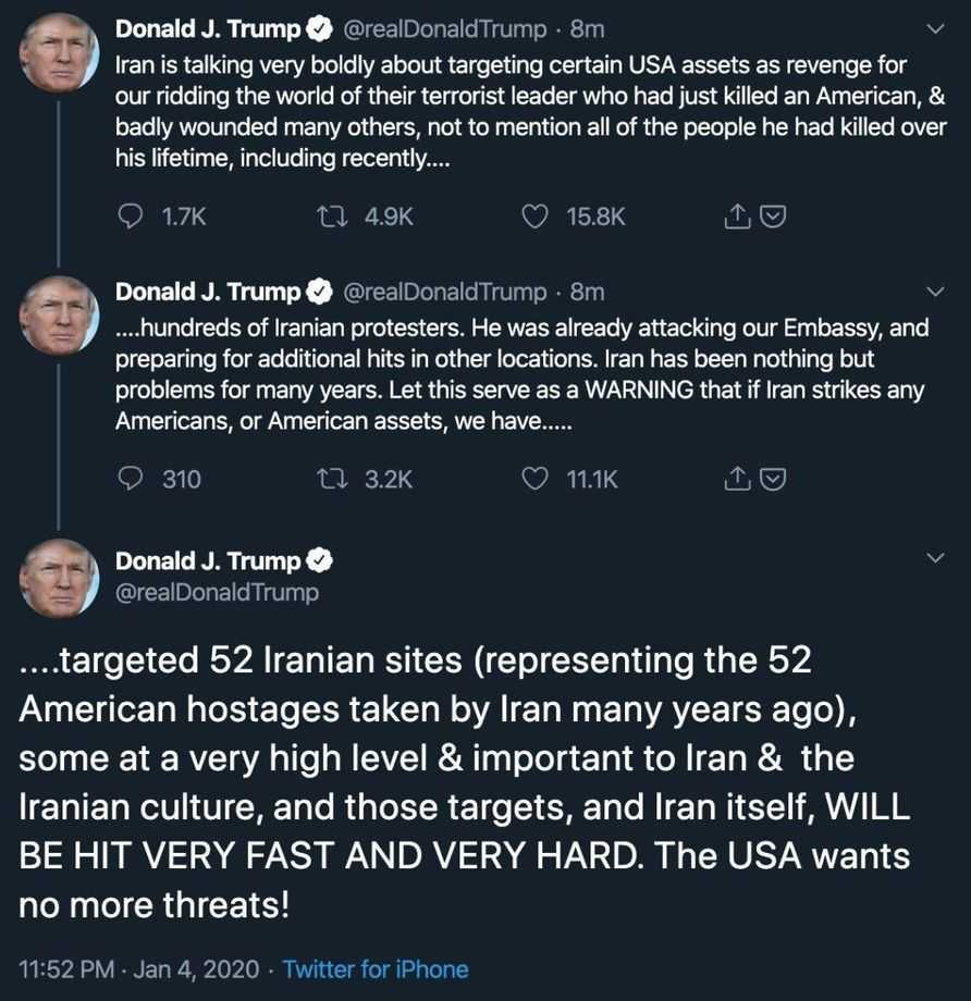توییت ترامپ در حمله به ایران