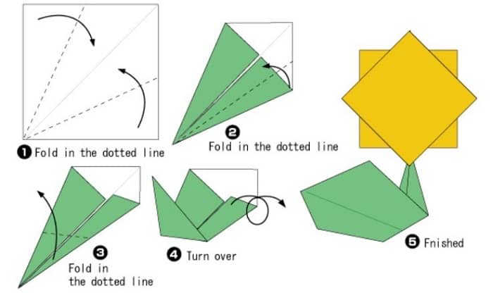 آموزش ساخت اوریگامی ساده گل آفتاب گردان