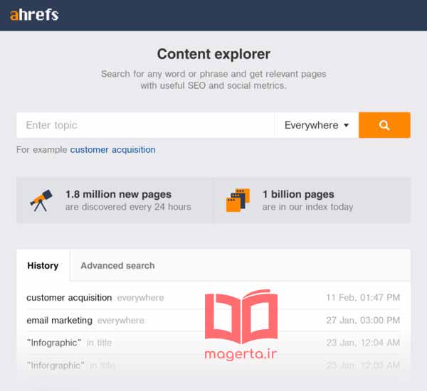 Ahrefs Content Explorer