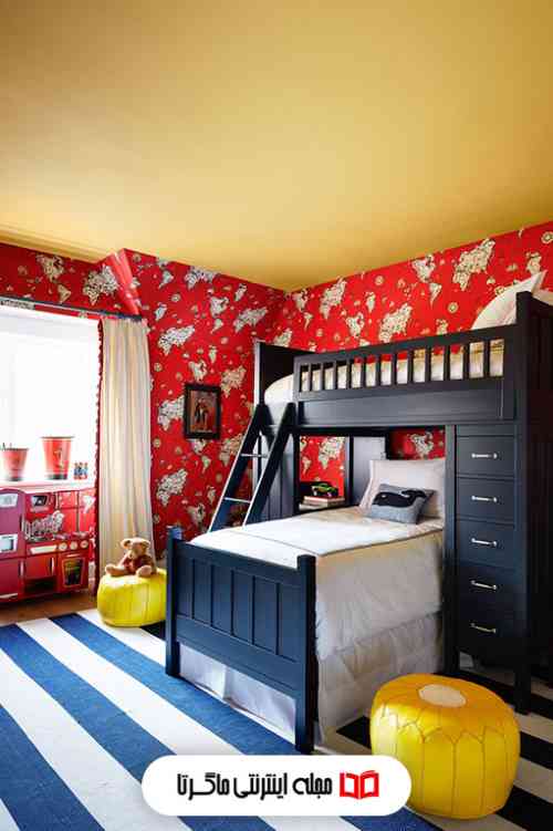 اتاق خواب قرمز و آبی