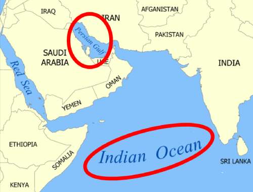 مقایسه عمق آب و انرژی سونامی در اقیانوس هند و خلیج فارس