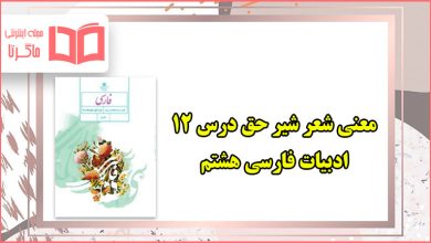 معنی کلمات و شعر شیر حق درس ۱۲ فارسی هشتم