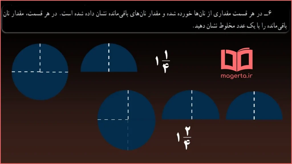 جواب سوال ۶ تمرین صفحه ۱۰۳ ریاضی چهارم