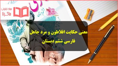 معنی حکایت افلاطون و مرد جاهل فارسی ششم