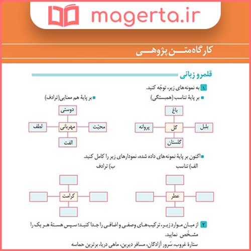 جواب سوال های قلمرو زبانی ، ادبی و فکری درس هفدهم فارسی دهم