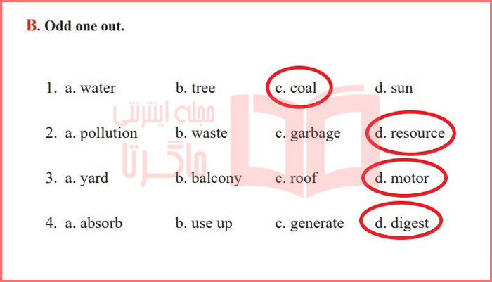 جواب تمرین B بخش دوم صفحه ۵۱ و ۵۲ درس سه کتاب کار زبان دوازدهم