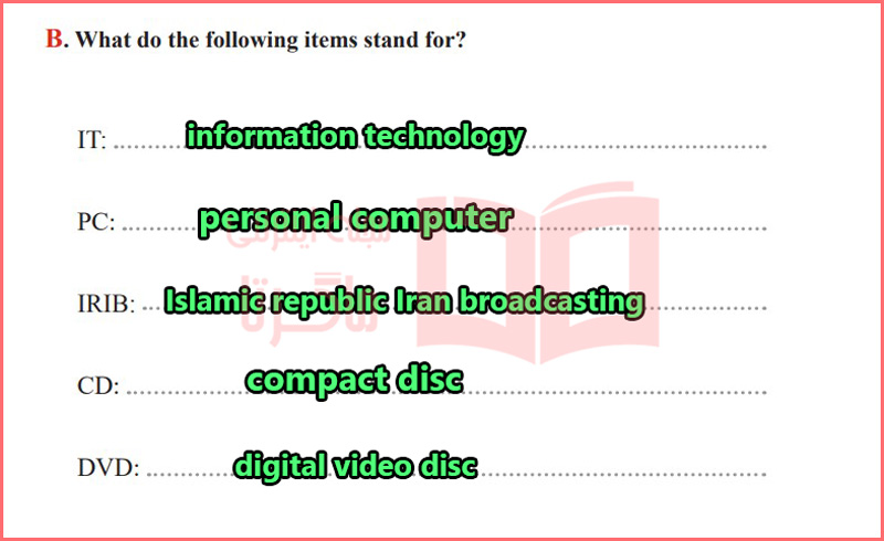 جواب تمرین B بخش دوم صفحه ۳۲ درس 2 کتاب کار زبان دوازدهم