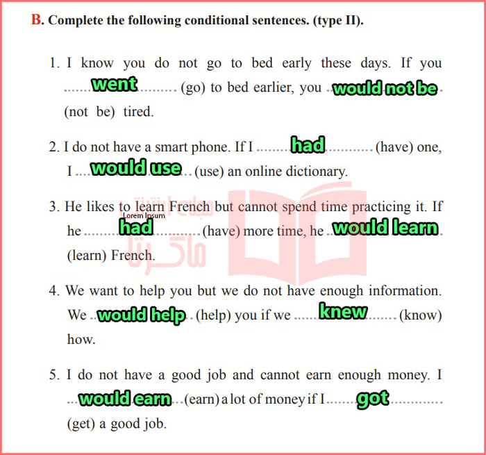 جواب تمرین B بخش سوم صفحه ۳۶ درس دوم کتاب کار زبان دوازدهم