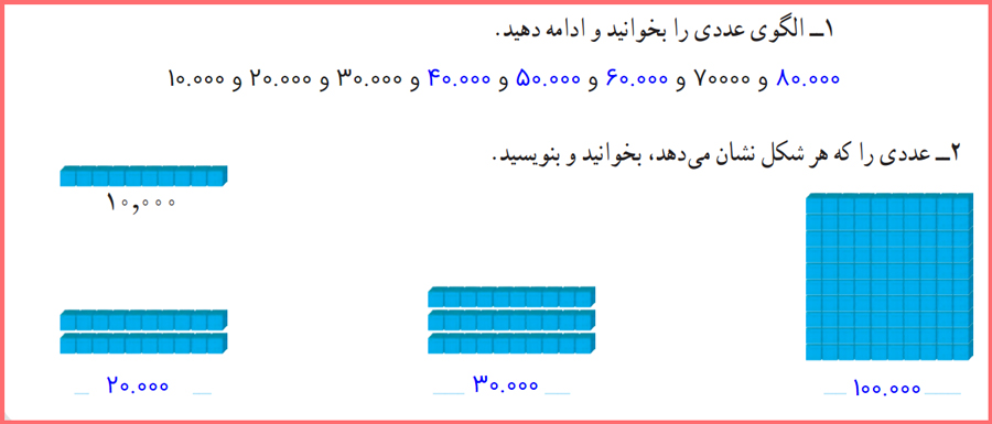 جواب فعالیت صفحه 5 ریاضی چهارم ابتدایی