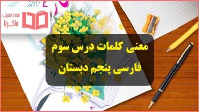 معنی کلمات و هم خانواده و متضاد درس سوم فارسی پنجم