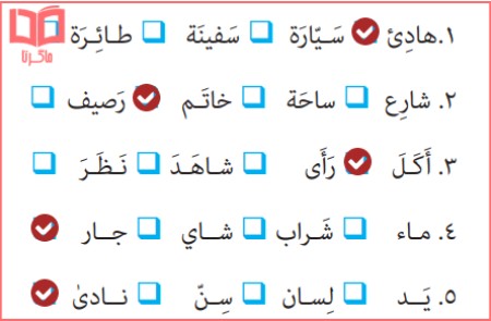 حل سوالات تمرین های درس دوم عربی نهم