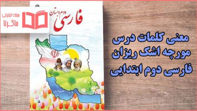 معنی کلمات و جواب ایستگاه اندیشه درس مورچه اشک ریزان فارسی دوم دبستان