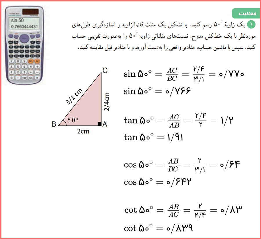 پاسخ فعالیت صفحه 33 ریاضی پایه دهم