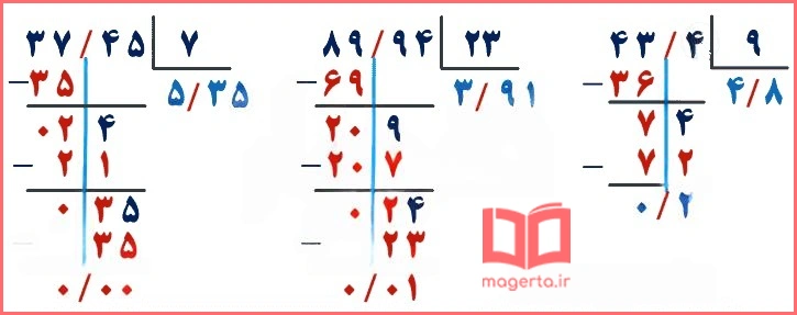 جواب سوال ۱ تمرین صفحه ۵۵ ریاضی ششم