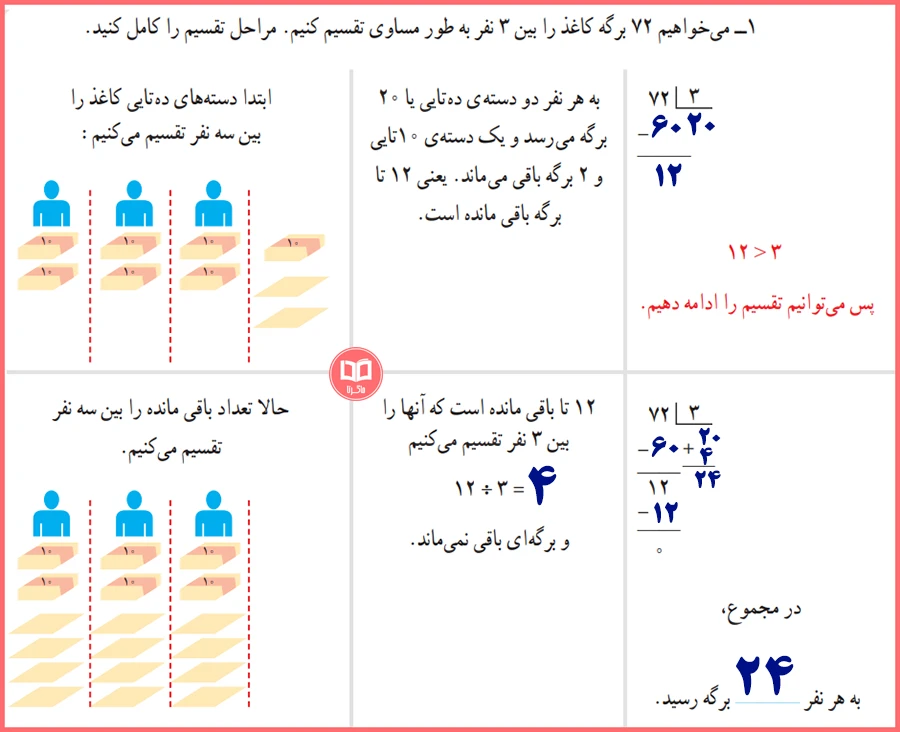 پاسخ سوالات فعالیت صفحه 65 ریاضی پایه چهارم ابتدایی فصل 3