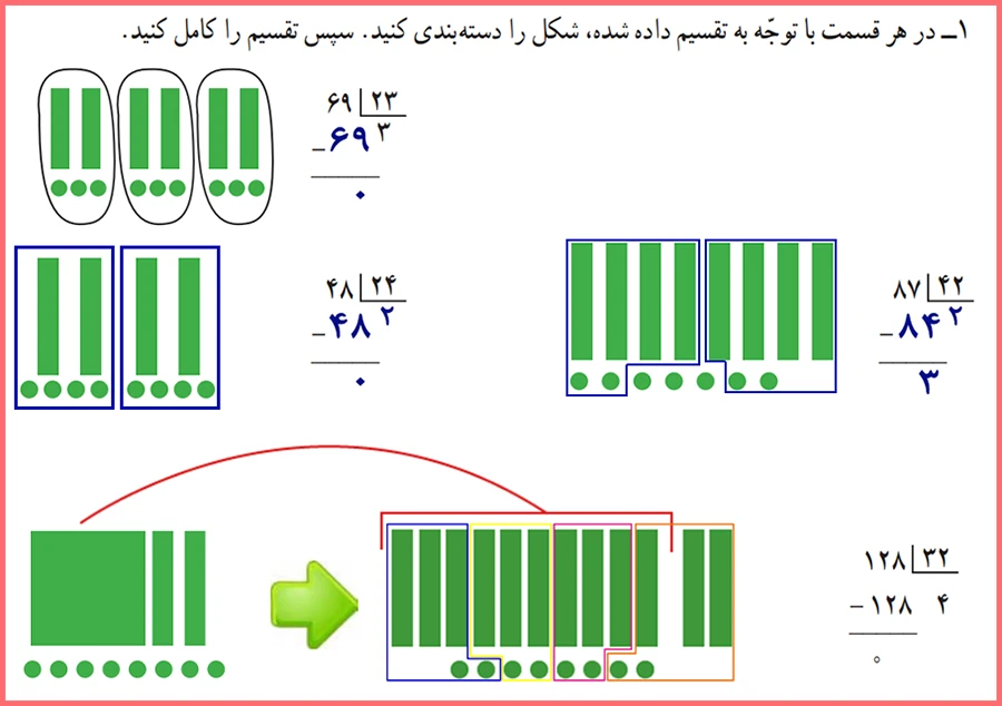 حل سوال 1 فعالیت صفحه 68 ریاضی چهارم دبستان