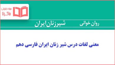 معنی لغات و آرایه های روان خوانی شیر زنان ایران فارسی دهم