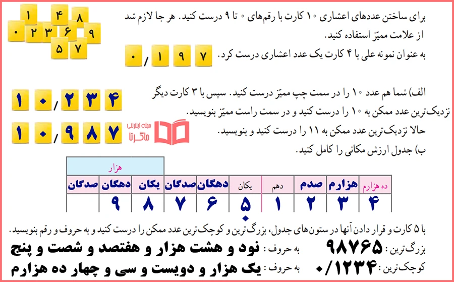 پاسخ سوالات فعالیت صفحه 45 ریاضی ششم ابتدایی