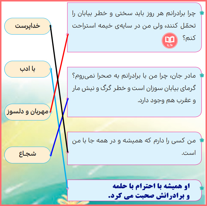 پاسخ سوالات درس سوم هدیه آسمان سوم ابتدایی