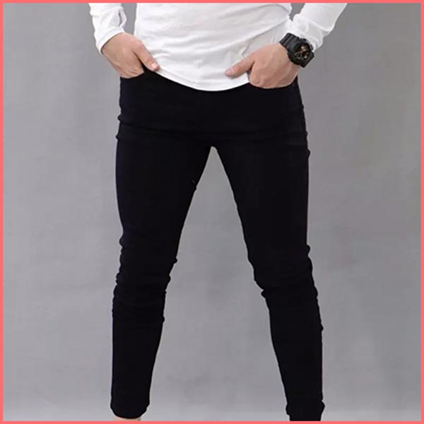 شلوار جین مشکی بدون زاپ مردانه ساده