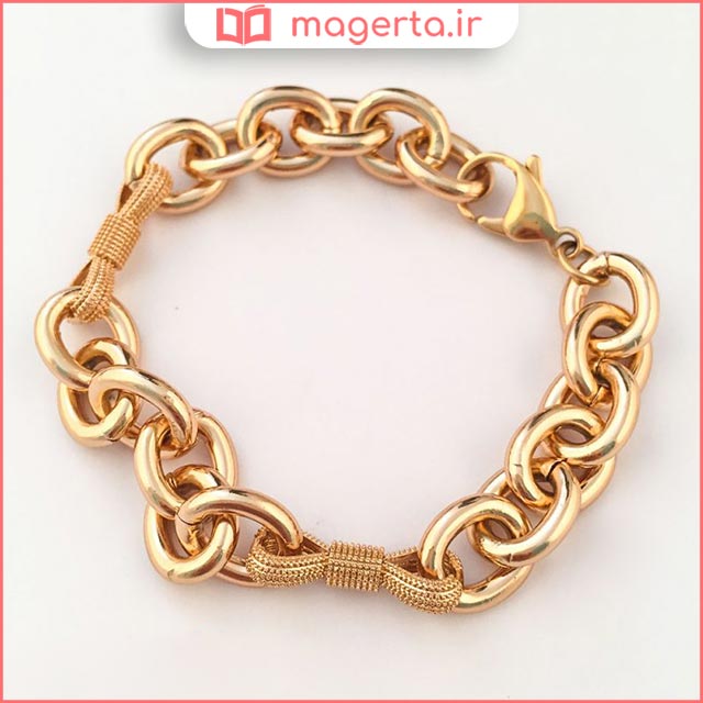 دستبند زنانه طلا ژوپینگ طرح زنجیری پهن