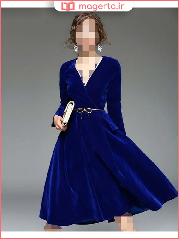 مدل لباس مخمل آبی