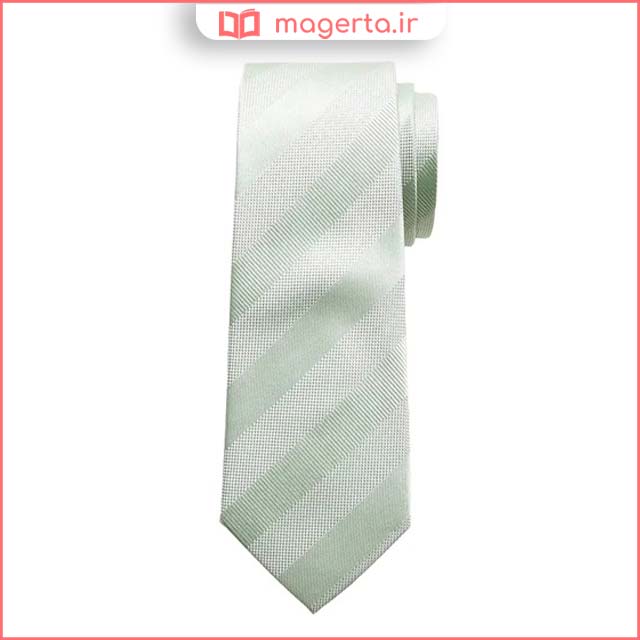 کراوات راه راه ابریشمی بافت مردانه سبز 