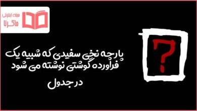 پارچه نخی سفیدی که شبیه یک فراورده گوشتی نوشته می شود در جدول