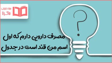 مصرف دارویی دارم که اول اسم من قند است در جدول
