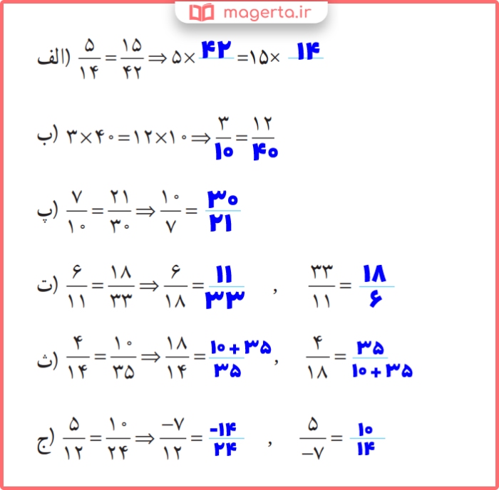 حل کاردرکلاس صفحه 31 ریاضی یازدهم با توضیح