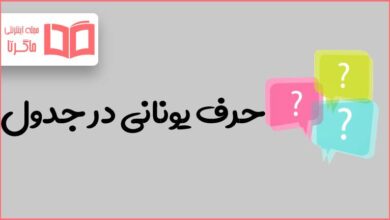 حرف یونانی در جدول