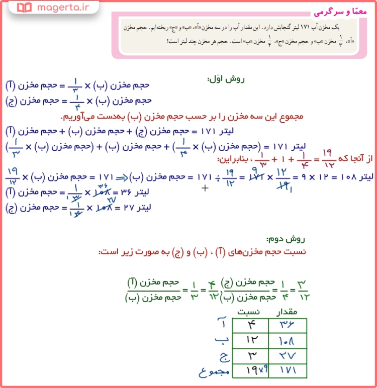 حل معما و سرگرمی صفحه 42 ریاضی ششم ابتدایی