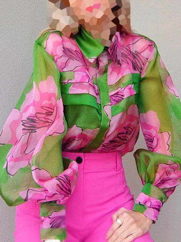 مدل لباس حریر گلدار سبز صورتی