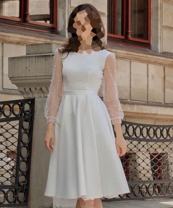 جدیدترین مدل لباس مجلسی سفید با پارچه توری دخترانه