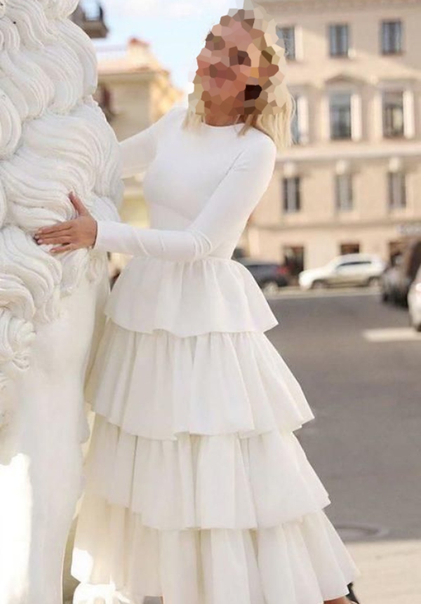 مدل لباس مجلسی سفید با دامن چین چین دخترانه