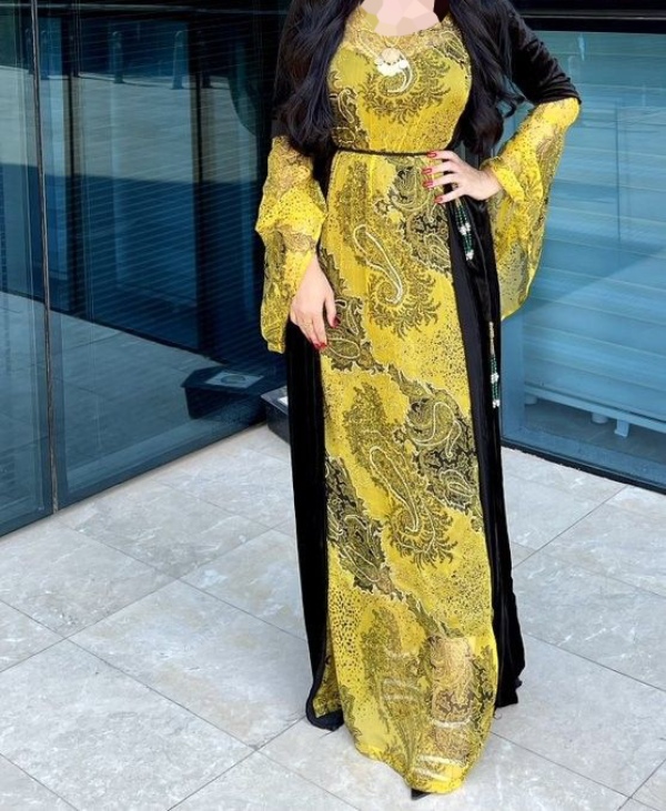 مدل لباس سرهمی بلند و پوشیده عربی