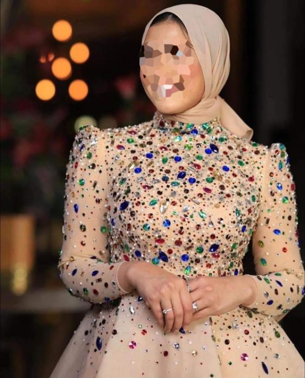 مدل لباس عربی زنانه با پارچه سنگ دوزی شده شلوغ