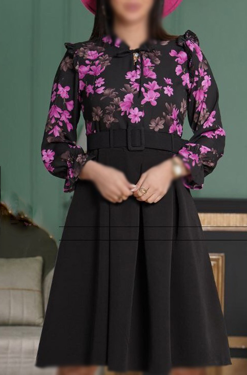 مدل لباس مجلسی با پارچه مازراتی گلدار