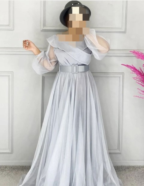 مدل لباس مجلسی استین توری
