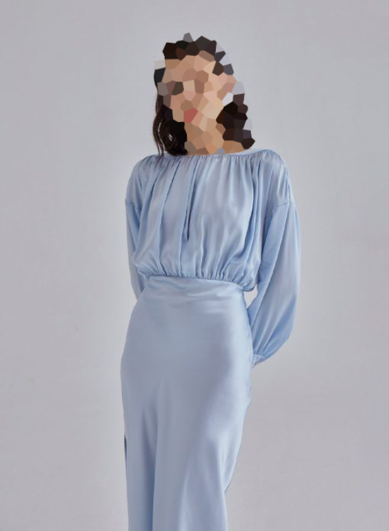 مدل لباس مجلسی حریر آبی بلند دخترانه