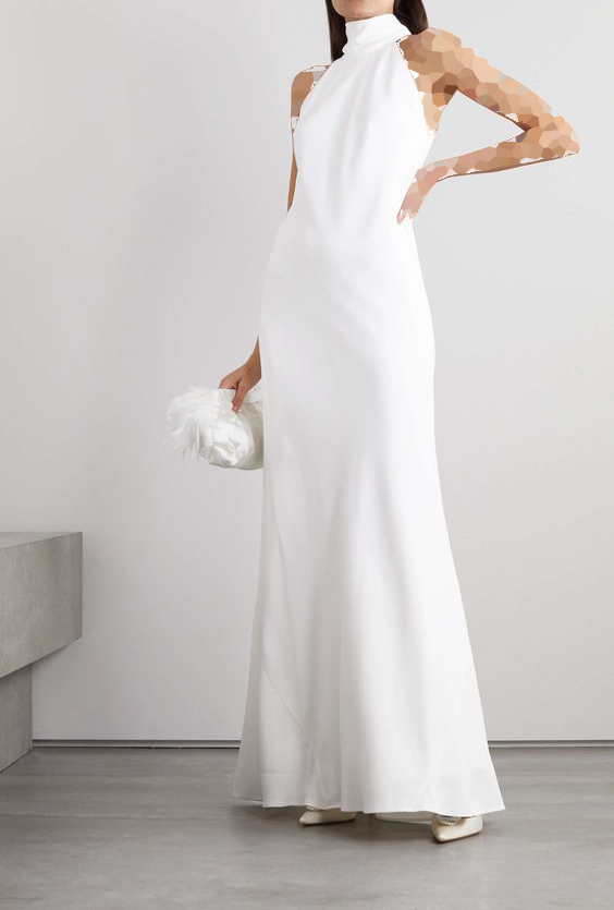 لباس مجلسی پارچه مازراتی بلند سفید