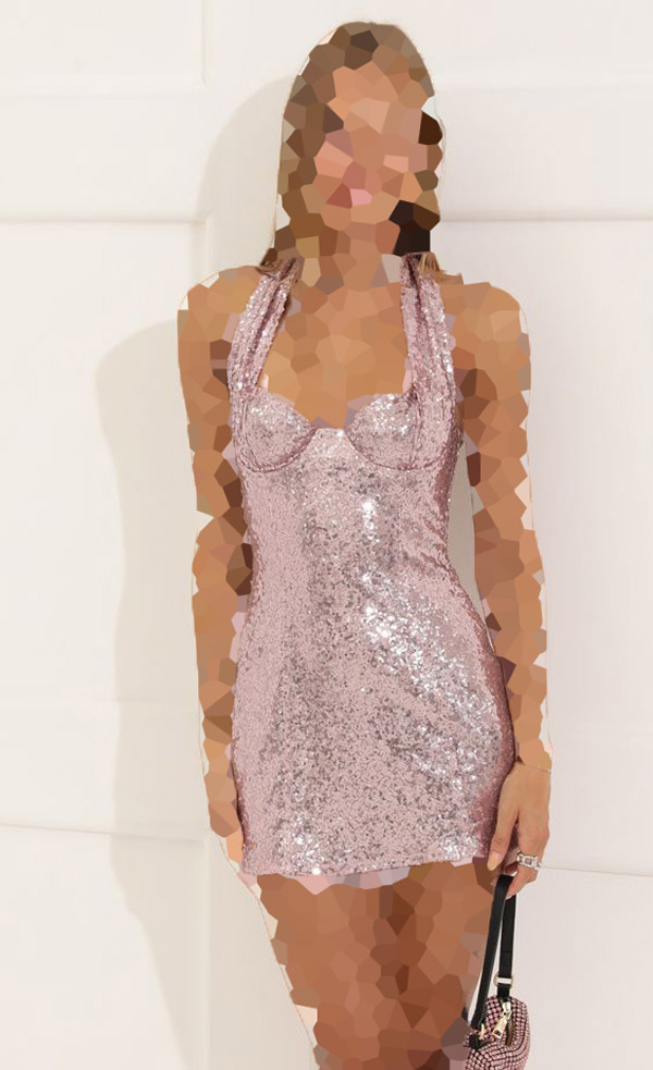 مدل لباس مجلسی استین دار بلند لمه آینه ای