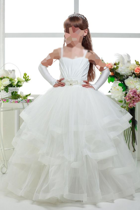 مدل لباس عروس بچه گانه آستین دار پف دار
