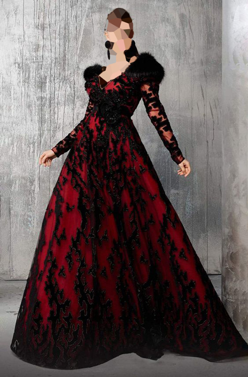 مدل لباس مجلسی قرمز و مشکی دخترانه
