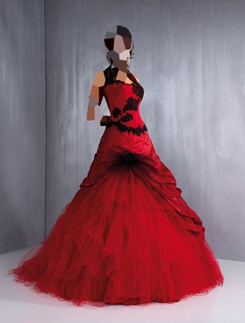 مدل لباس مجلسی قرمز و مشکی رنگ
