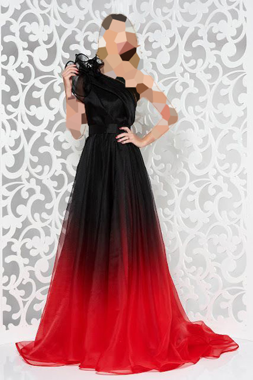 مدل لباس مجلسی با پارچه لمه قرمز و مشکی
