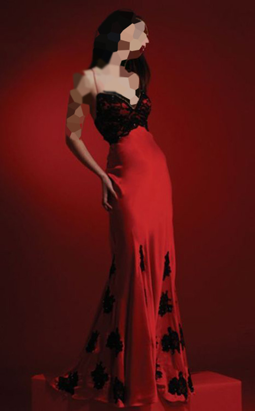 مدل لباس مجلسی حریر قرمز و مشکی