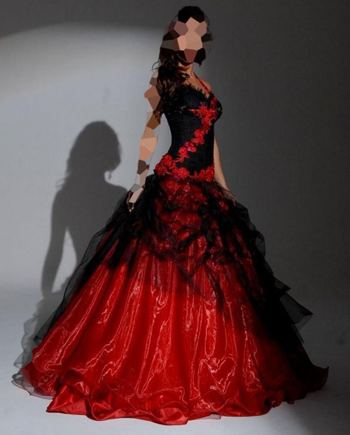 مدل لباس مجلسی قرمز مشکی
