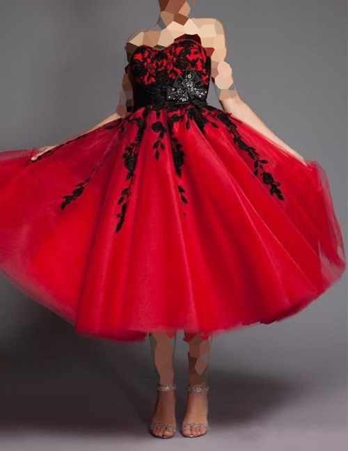 مدل لباس مجلسی کرپ قرمز و مشکی