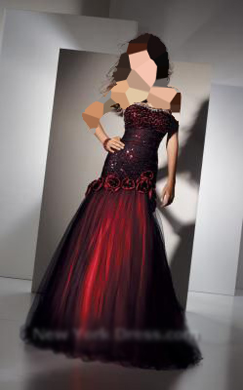 مدل لباس مجلسی مخمل قرمز و مشکی